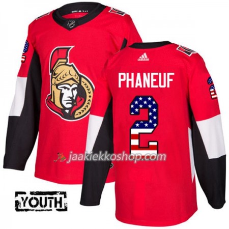 Lapsille NHL Ottawa Senators Pelipaita Dion Phaneuf 2 Adidas 2017-2018 Punainen USA Flag Fashion Authentic